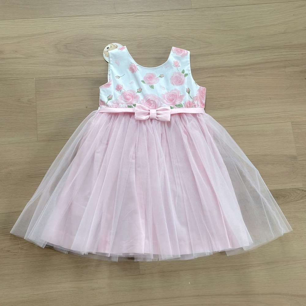 Pink and white floral tulle dress | Sleeveless | Size 3T | NWT